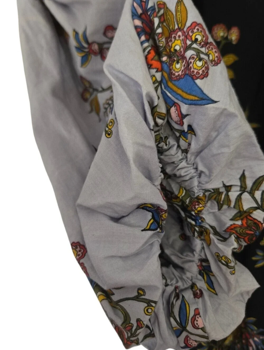 LOFT Floral Balloon Sleeve Blouse Dark Boho Peasant Top XS